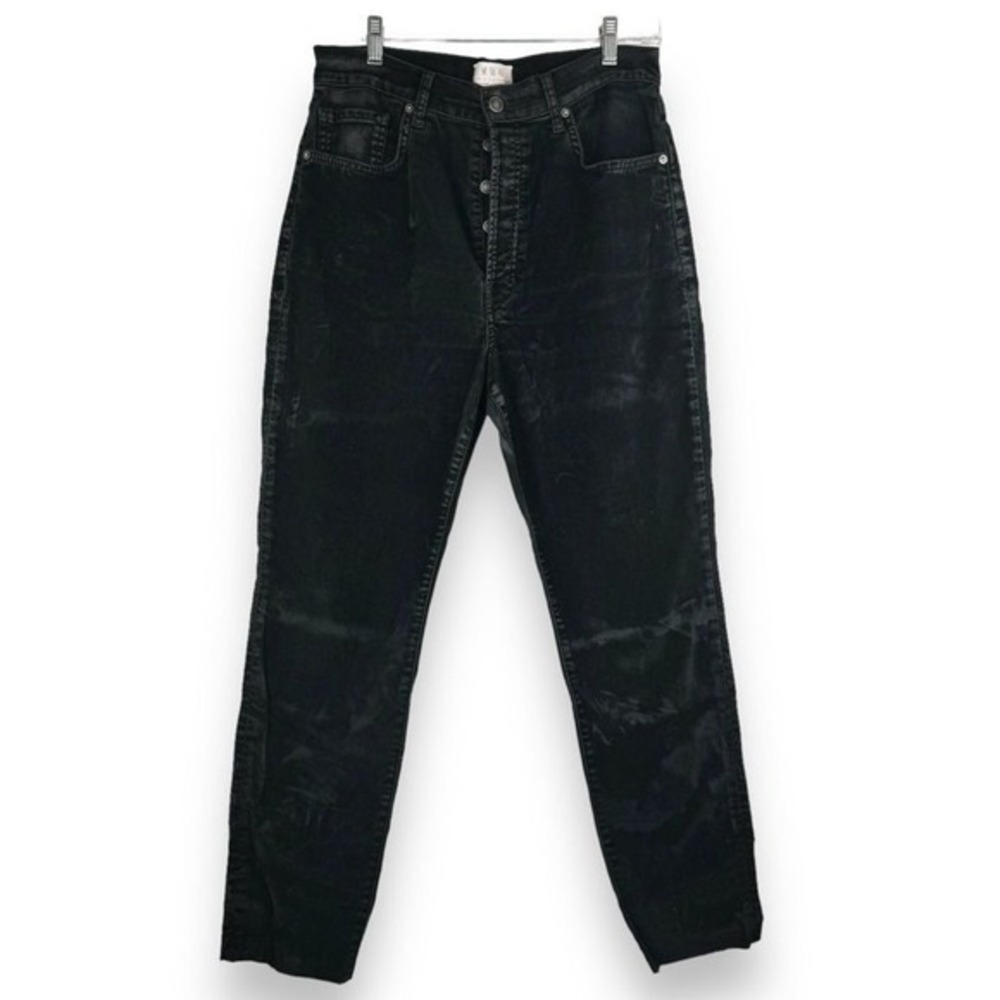 Free People We The Free Velour Pants Womens Size 31 Black High Waist Grunge Edgy